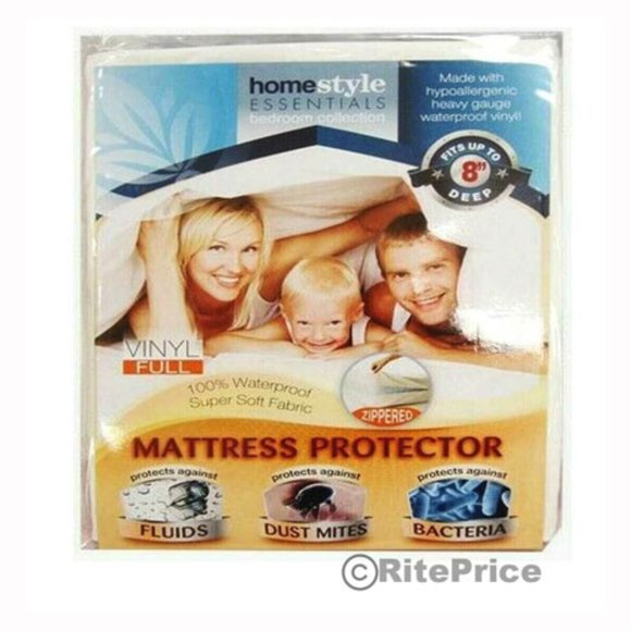 Vinyl Mattress Protector-Waterproof & Dust Mite Proof Durable Cover- Full Size - Picture 2 of 11